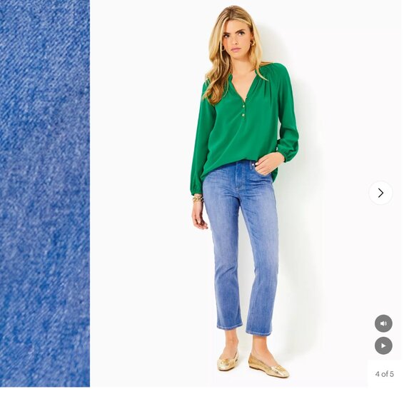 NEW Lilly Pulitzer 27" Liza High Rise Crop Flare Jean - Caribbean Blues Wash - Picture 3 of 17